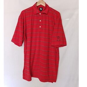FootJoy Golf Polo Shirt Red Striped Short Sleeve Aspen Glen Logo Size L